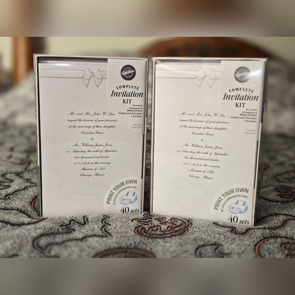 WILTON Wedding INVITATION Kit 80 Sets - Print Your Own Invites Parties/showers